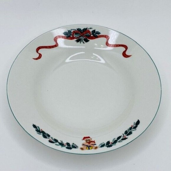 Newcor Origins Holiday Small Salad Bowl 126 Christmas Morning Tree Teddy Garland - Picture 4 of 7